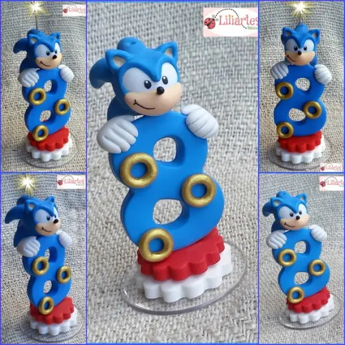 Vela Temática Estilizada Sonic- 13cm