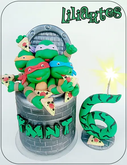 Topo de Bolo Artesanal- Tartarugas Ninjas