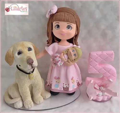 Bonequinha da Aniversariante 17cm-com Mascote