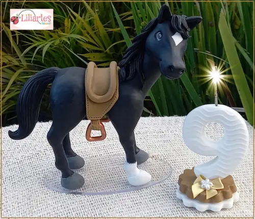 Topo de bolo: Cavalinho 20cm +vela