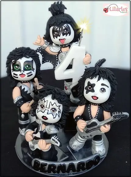 Topo de Bolo Banda Kiss Estilizada