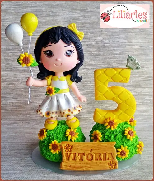 Jardim dos Girassóis-topo de bolo personalizado 15cm