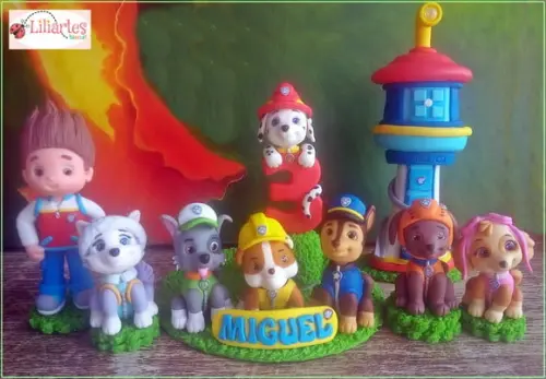 Kit Enfeites Patrulha Cachorrinhos c/ Torre 25cm/personalizo