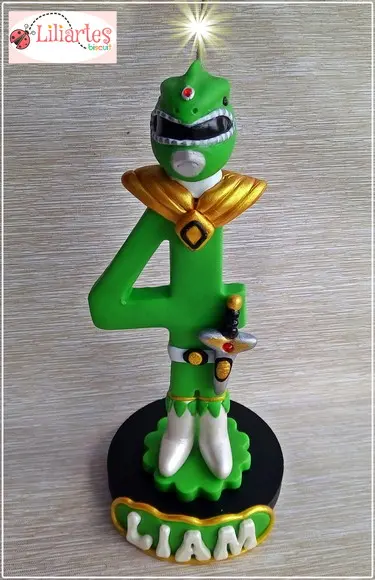 Vela Power Ranger Verde/ 14cm-c/nome