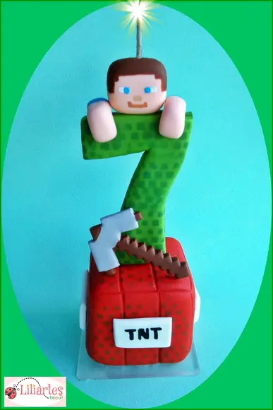 Vela estilizada Minecraft 13cm