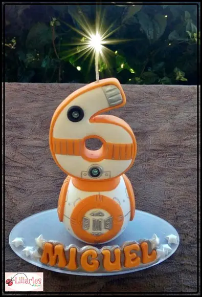 Vela Estilizada Bb8 Star Wars 16cm+nome