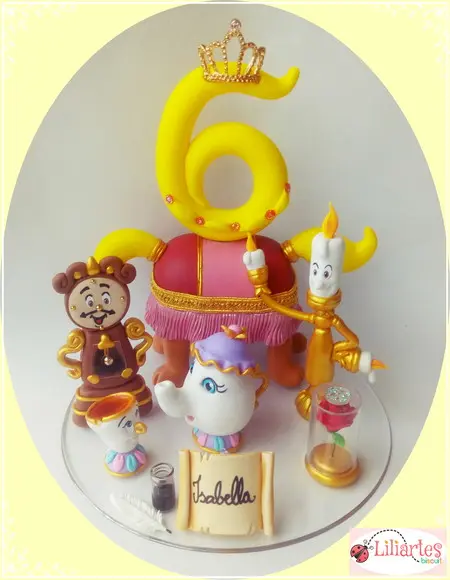 Topo de bolo-Princesa Bela estilizada 16cm