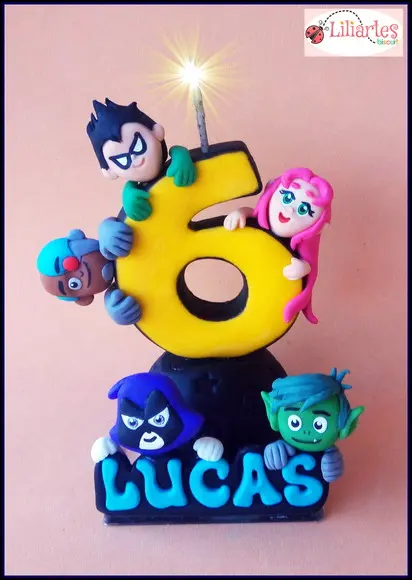 Vela Estilizada e Personalizada Jovens Titãs-cópia proibida