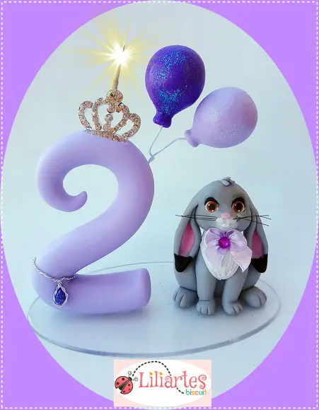 vela Princesa estilizada Lilás + coelhinho