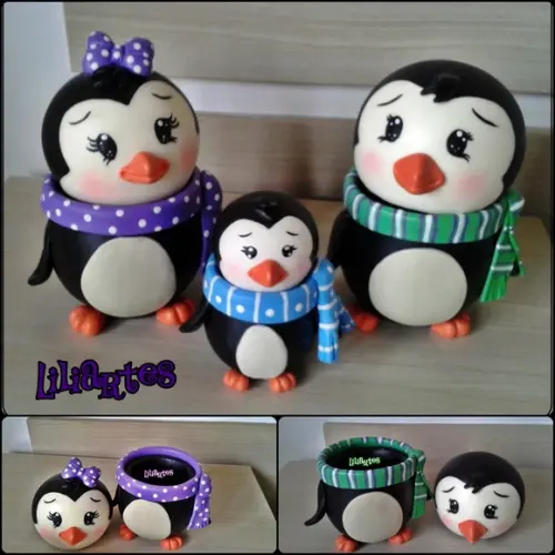 Familia Pinguim- Porta Doces
