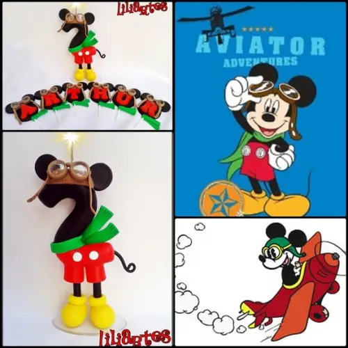 Vela Mickey aviador 15cm/ cópia proibida