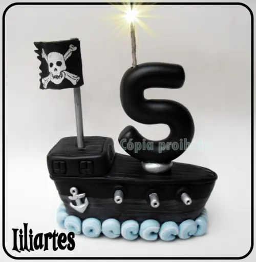 Vela Navio Pirata _10cm