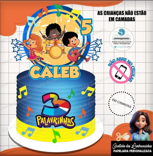 Arquivo de Corte Topo de Bolo 3 Palavrinhas 0009