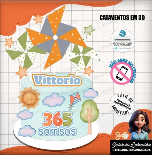 Arquivo de Corte Topo de Bolo 365 Sorrisos 0010