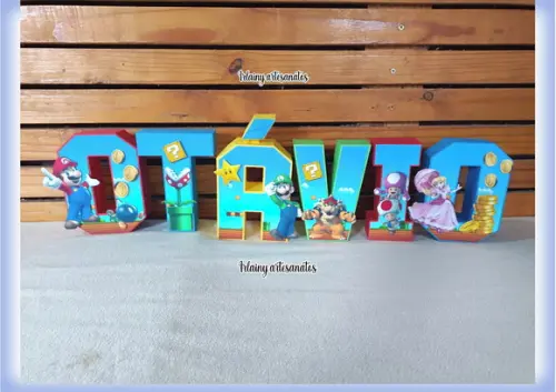 Super Mário Letras 3d