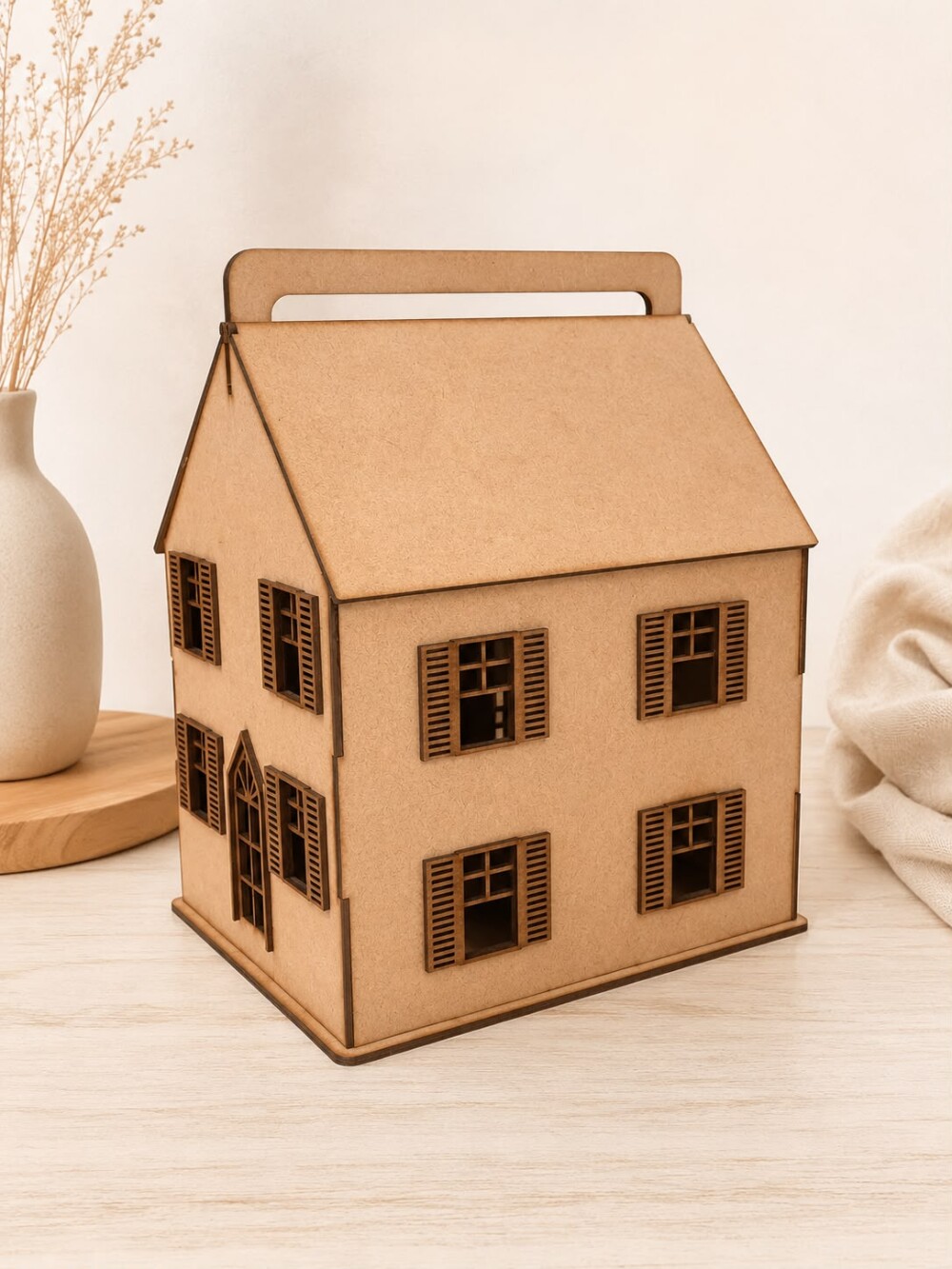 Casinha Maleta em MDF 3mm Cru – Personalizável