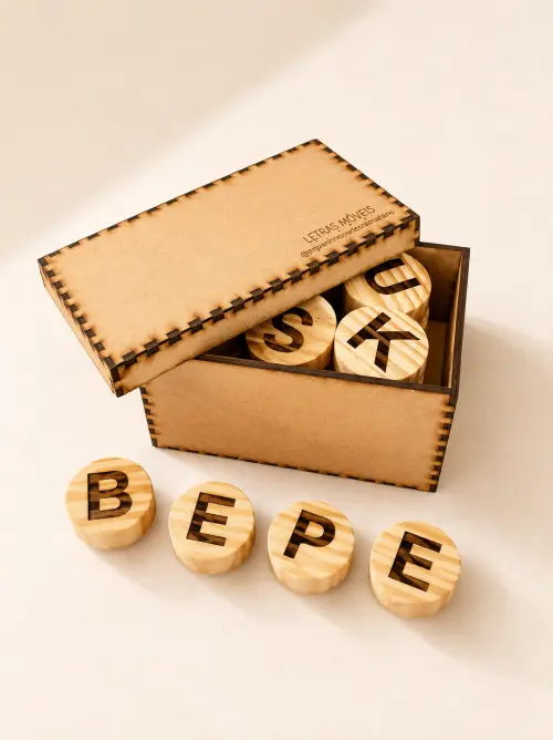 LETRAS MÓVEIS EM MADEIRA – KIT EDUCATIVO INFANTIL