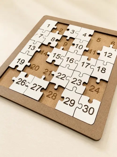 Kit 4 Quebra-Cabeças Educativos Números 1 ao 30 MDF 21x21