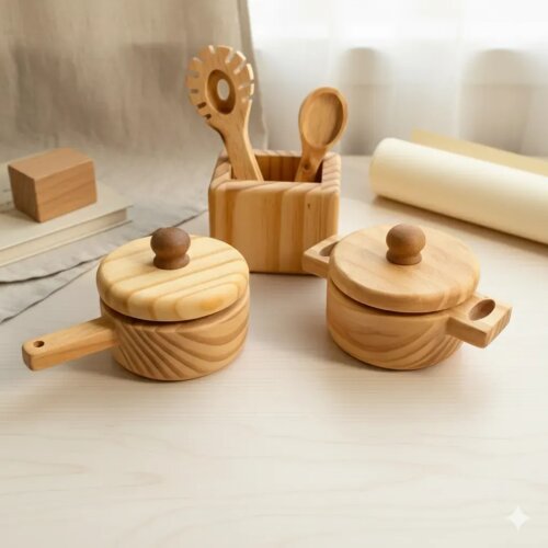 Kit Cozinha de Madeira - com 9 Peças