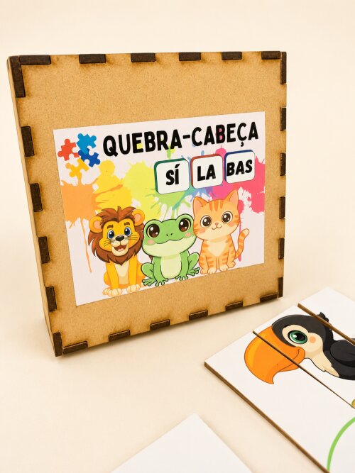 Jogo das Sílabas – 34 Peças em MDF - tema animais