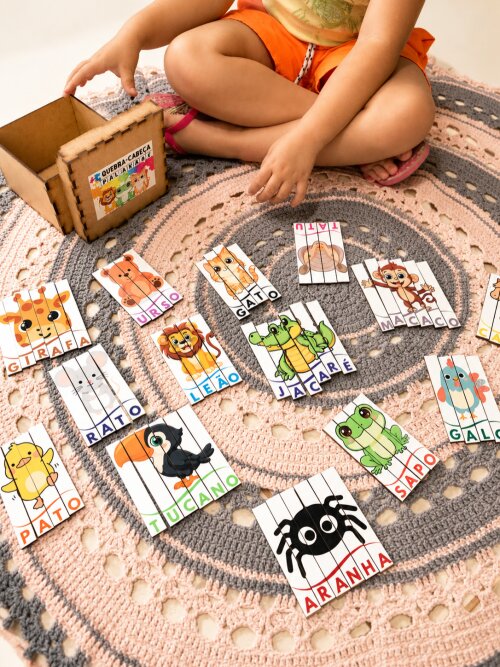 Quebra-Cabeça de Palavras Animais 68 Peças MDF EducativO