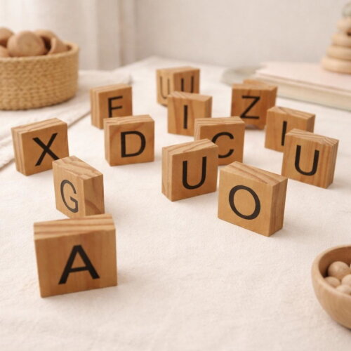 Letras Móveis de Madeira - Kit Básico 36 Peças