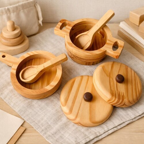 Kit Cozinha de Madeira com 4 Peças