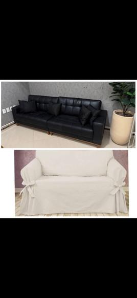 1 Capa Sofá Sarja Comum até 2.80 Cm, com Babado e Laços
