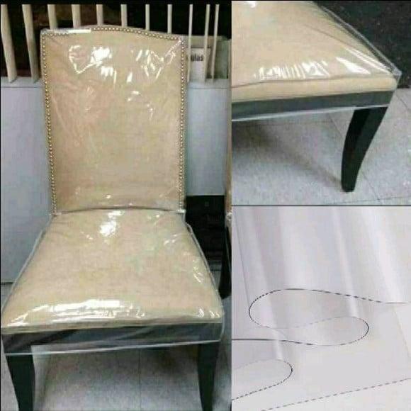 4 Capas Cadeira Transparente Pvc Cristal, Costura Reforçada!