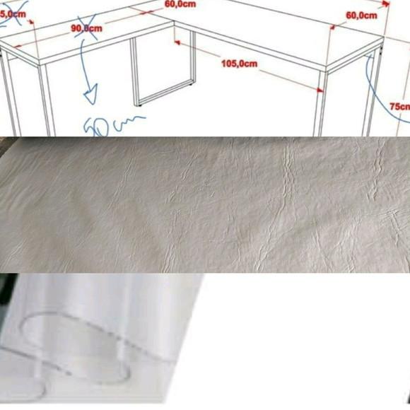 Capa para mesa em L , sainha em corino/tampo plástico