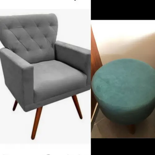 1 Capa para Poltrona e 1 Capas Puff Sob Medida em Suede