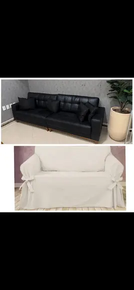 1 Capa Sofá Sarja Comum até 2.80 Cm, com Babado e Laços