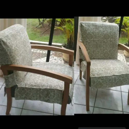 2 Capas Poltrona para Cadeira em Linho Tapeçaria