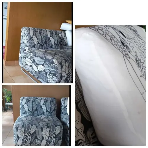 2 Capas Poltrona S Braço e 2 Capas Almofadas em Sarja