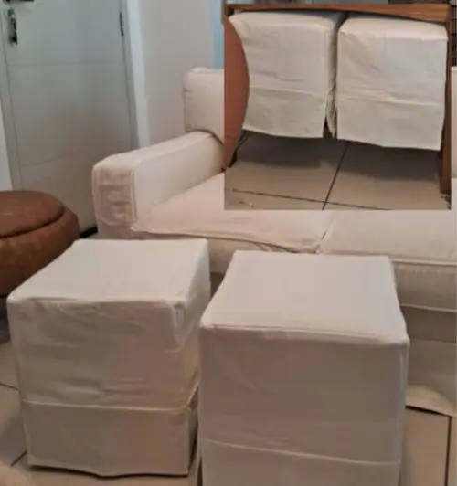 2 Capas Puff até 55 x 55 Abertura Lateral Sarja