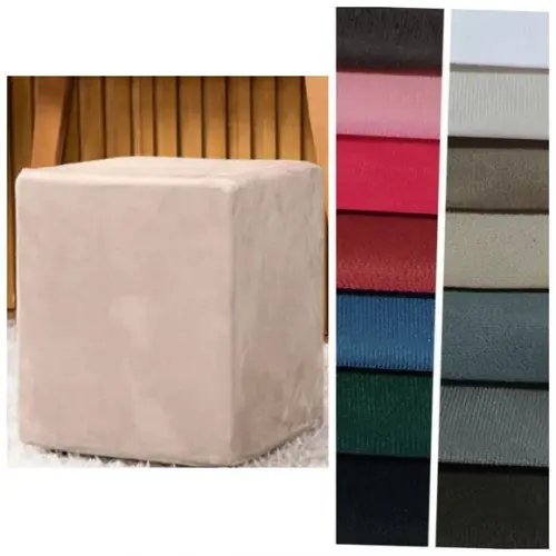 2 Capas Puff Quadrado Suede Sainha Luxo até 45x45