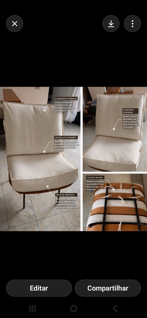 2 Capas Cadeira Costela (assento e Encosto) em Suede