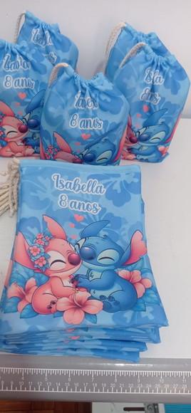 Sacolinha Saquinho Lembrancinha Lilo Stitch e Angel