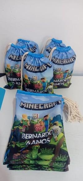 Sacolinha Surpresa em Tecido Minecraft 20x15