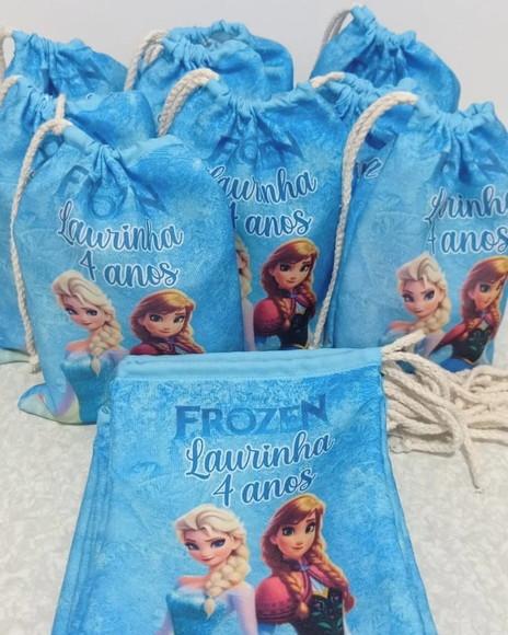 Saquinho Surpresa Sublimada Frente e Verso 20x15 Frozen