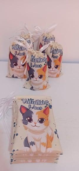 Sacolinha Saquinho Lembrancinha Gato 10x15 Frente e Verso