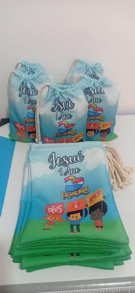 Saquinho Surpresa Sublimada Frente e Verso 3 Palavrinhas