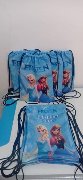 Mochila Saco Personalizada 28x20 Frente e Verso Frozen
