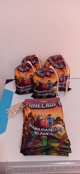 Sacolinha Surpresa em Tecido Minecraft 20x15 Frente e Verso