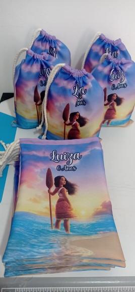 Saquinho Surpresa Tamanho 20x15 Moana Frente e Verso