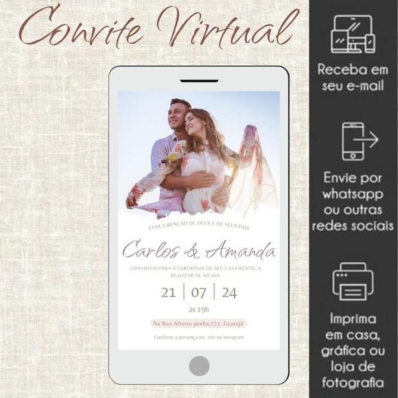 Arte Convite Casamento Noivado Digital Virtual