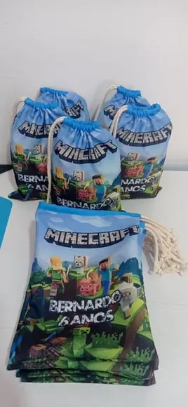 Sacolinha Surpresa em Tecido Minecraft 20x15