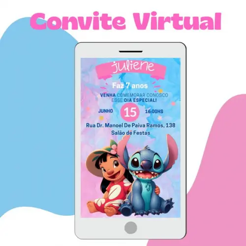 Convite Infantil Lilo e Stich- Arte Virtual