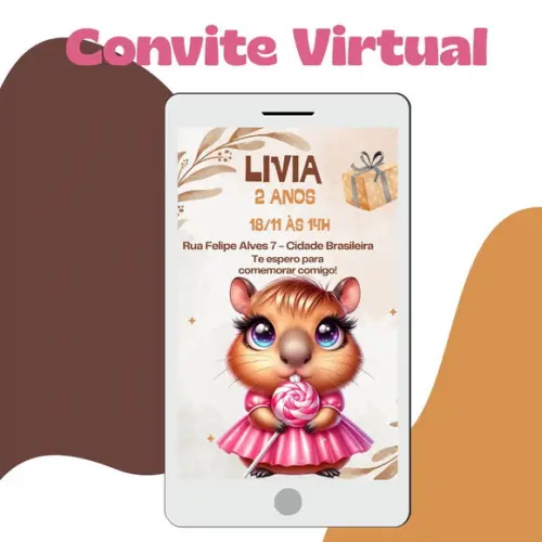 Convite Infantil Capivara Virtual