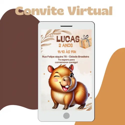 Convite Infantil Capivara Virtual